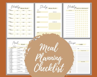 Weekly Meal Planner & Grocery List Printable PDF Meal Prep Digital Download Meal Planner Weekly Menu Planner Printable Meal Planner