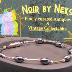 Black hematite & beaded magnetic bracelet