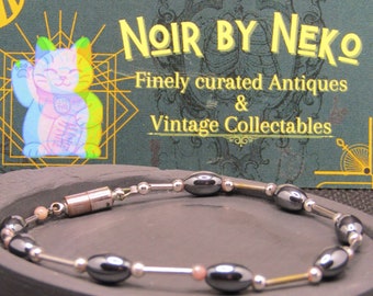 Schwarzes Hämatit & Perlen Magnetarmband