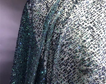 Dark Green Glitter Evening Dress Fabric Beautiful Designer Fabric Shiny Veil Fabric Party Dress Fabric Background Cloth Shooting Background