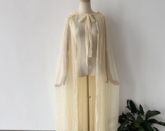 Light Yellow Halloween Cosplay Cloak. Custom Colors Cloak for Adults. Chiffon Cosplay Cloak with Hood. Halloween Party Long Cloak