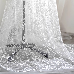 Elegant Leaves Tulle Fabric Beautiful Lace Fabric for Veil Evening Dress Leaves Plants Fabric for DIY Handwork Exquisite tulle fabric