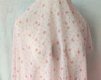 Rose/bleu/abricot petites fleurs tissu fleurs fraîches en mousseline de soie tissu robe de soirée rideau élégant nappe tissu
