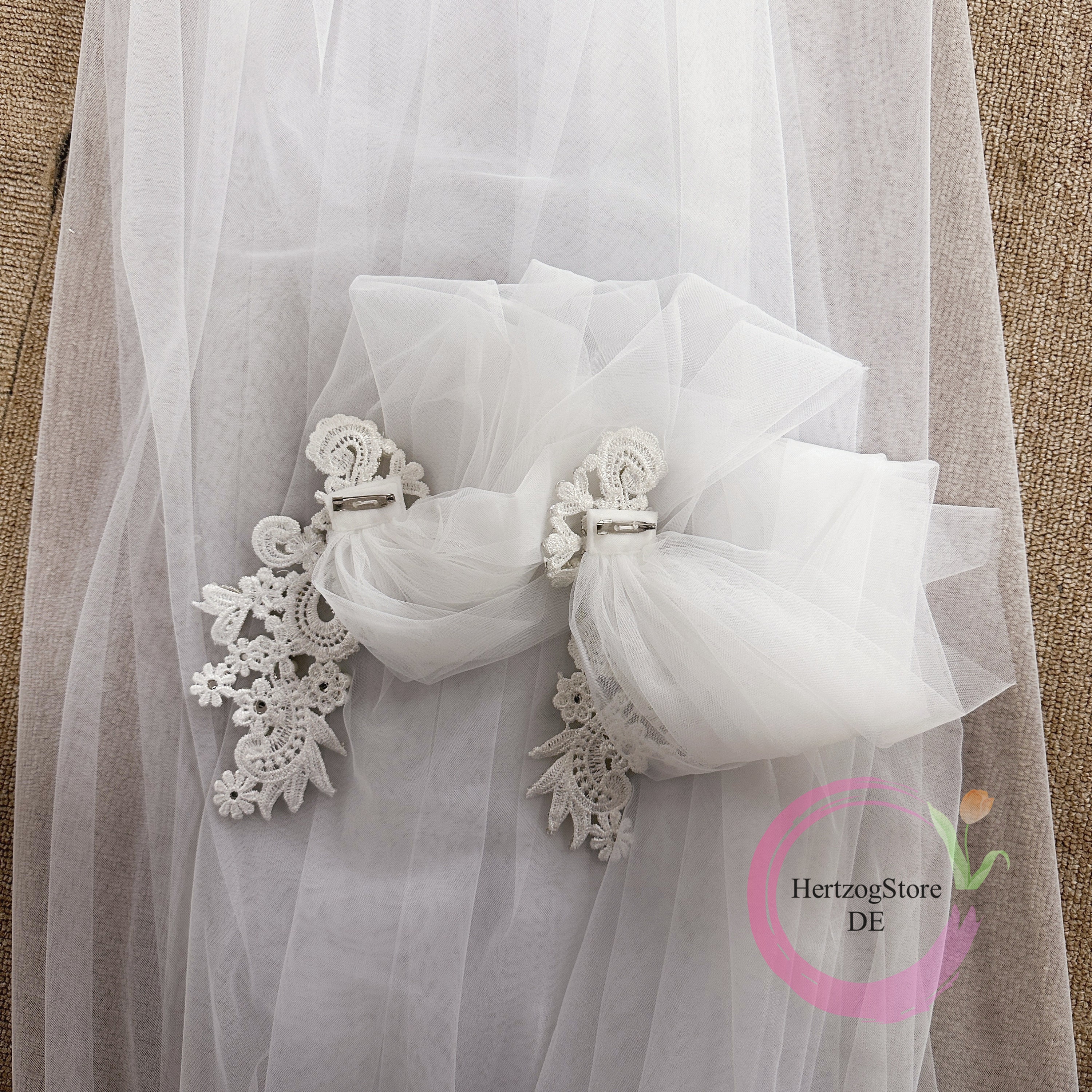 Elegant Soft Tulle Shoulder Veil for Bride. V Back Pearl