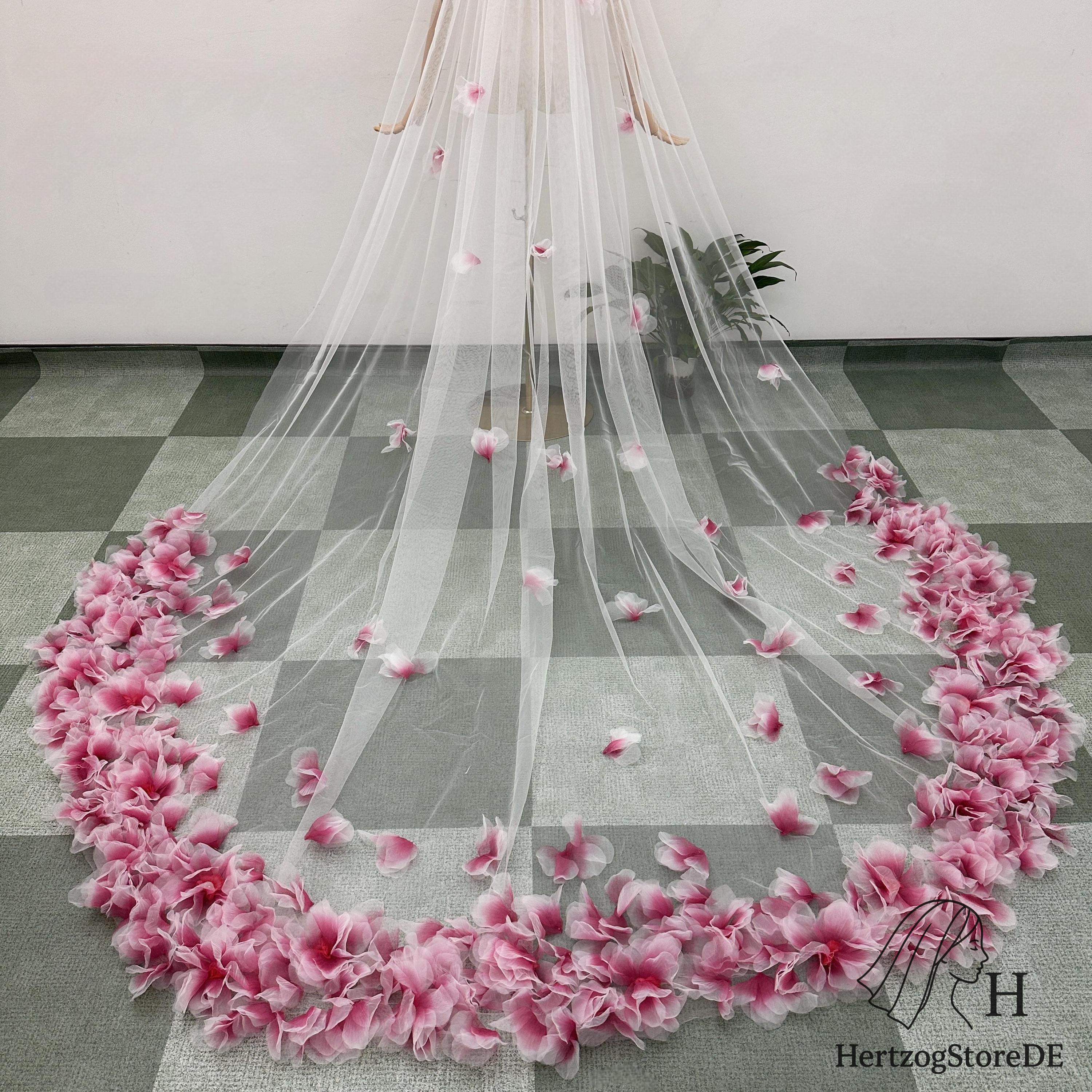 マ*ナ様 A.Fantasy  × Pink Veil (Equat Romantic Pink Flower Bridal Veil, 3D Flower Veil for Garden