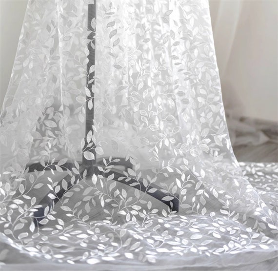 Elegant Blätter Tüll Stoff Schön Spitzen Stoff für Schleier Abendkleid Blätter Pflanzen Stoff für DIY Handarbeit Exquisit Tüll Stoff