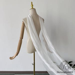 100% Mulberry Silk Chiffon Scarf, Lightweight Silk Scarf for Wedding, Narrow Bridal Scarf, Elegant Silk Chiffon Long Veil Scarf