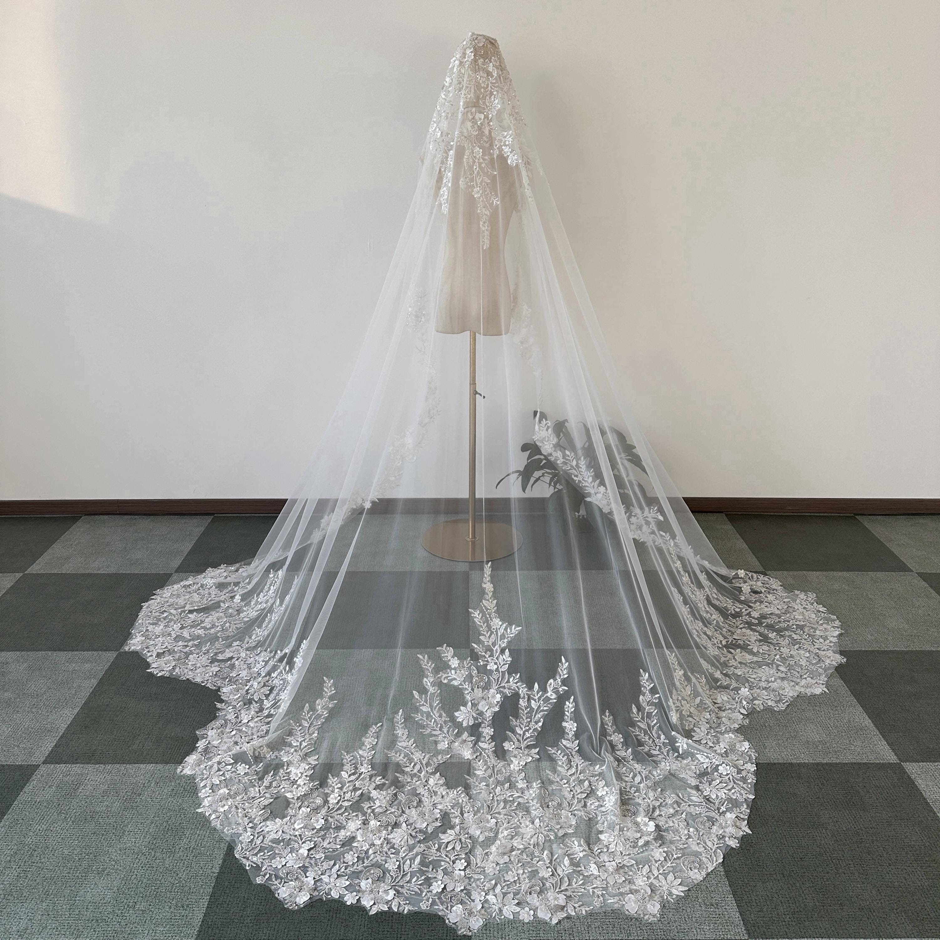 Authentic Mantilla Bridal Veil, Luxurious Wedding Veil, Bridal