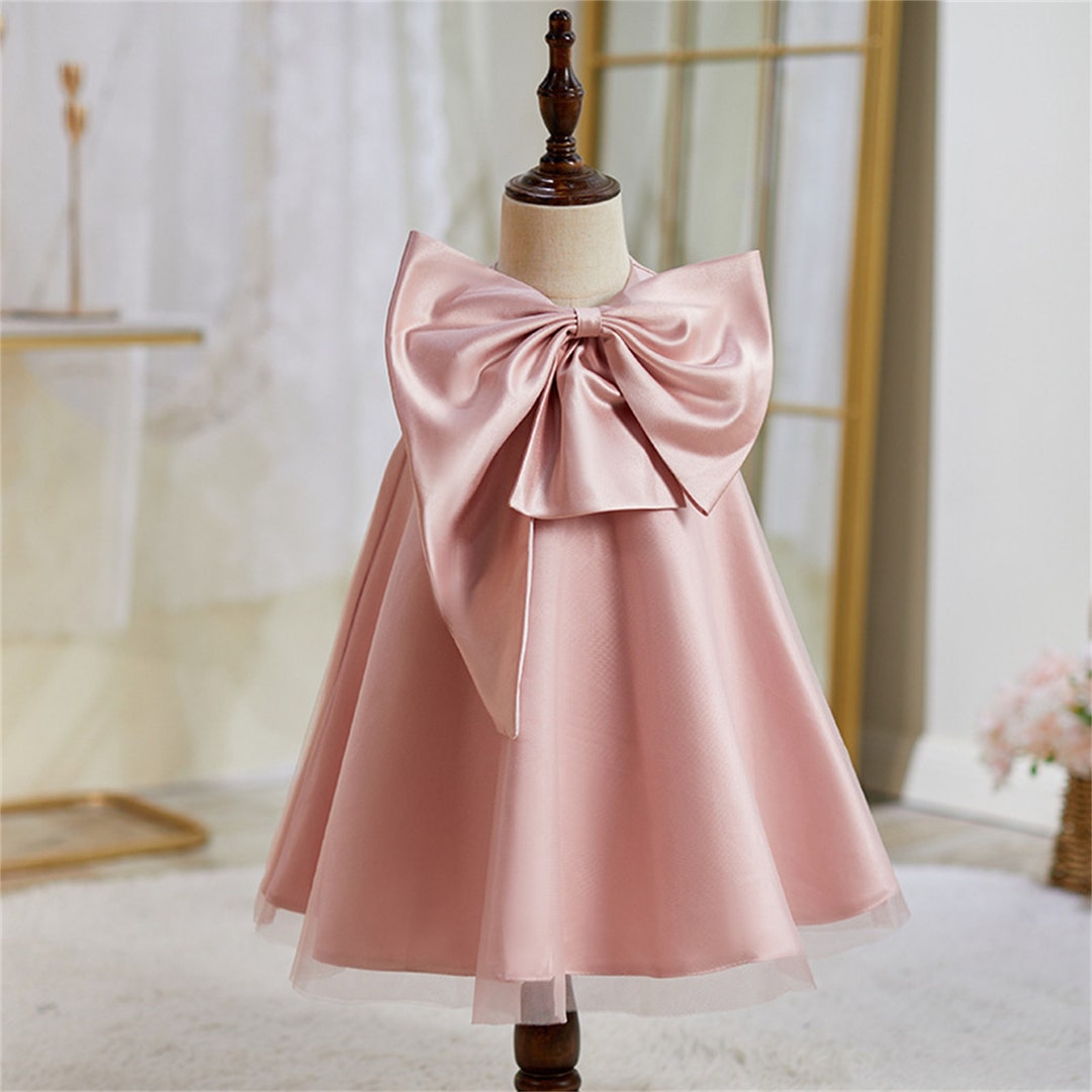 Light Pink Satin Baby Dress Flower Girl Dress for Wedding High Quality
