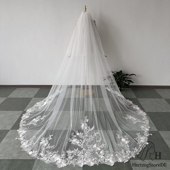 Two-layer Bridal Veil With Blusher, Handmade Tulle Veil With  display picture 1