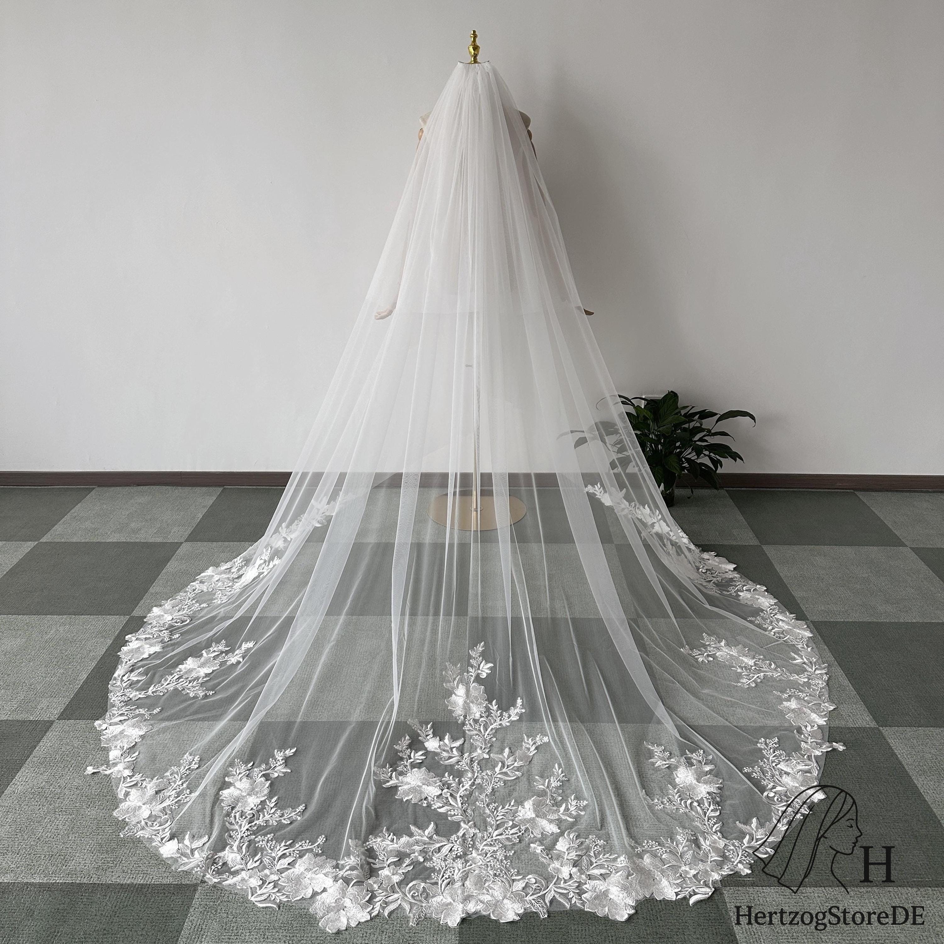 Two-layer Bridal Veil With Blusher, Handmade Tulle Veil With
