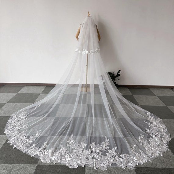 Elegant White Tulle Veil (2) DEEDOCHY Wedding Veil,Bridal Veil,Veils for Women Wedding,2  main image 3