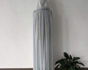 Light Gray Blue Long Cloak. Hooded Cloak for Halloween Party. Thin Chiffon Cape. Cosplay Cloak. Magical Halloween Cloak #72