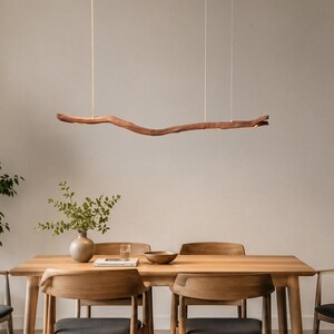 Eettafellamp - 179 cm eiken tak - handgemaakt uniek stuk / hanglamp