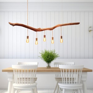 Hanging lamp / 167 cm long oak branch / unique piece / wood / branch / pendant lamp / dining table / ceiling lamp / kitchen table lamp / modern image 1