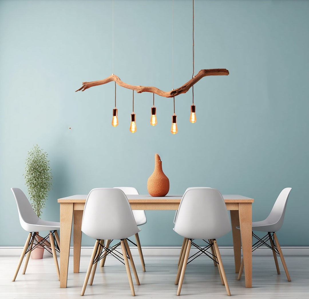 Hanging Lamp / 147 Cm Long Oak Branch / Unique Piece / Wood / Branch / Pendant Lamp / Dining ...