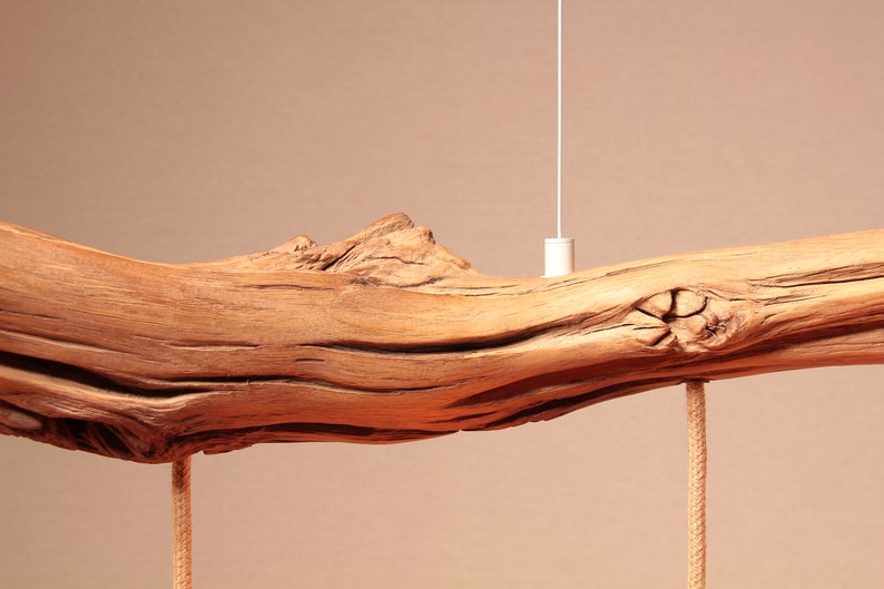 Hängelampe / 167cm langer Eichenast / Einzelstück / Holz / Ast / Pendelleuchte / Esstisch / Deckenlampe / Küchentischlampe / modern Bild 6