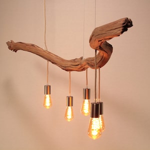 Hängelampe / 167cm langer Eichenast / Einzelstück / Holz / Ast / Pendelleuchte / Esstisch / Deckenlampe / Küchentischlampe / modern Bild 4