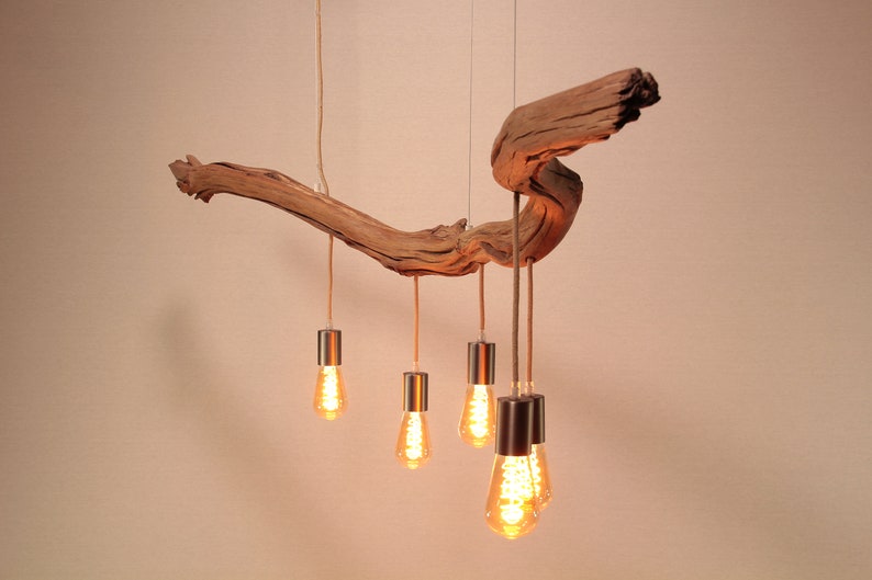 Hanging lamp / 167 cm long oak branch / unique piece / wood / branch / pendant lamp / dining table / ceiling lamp / kitchen table lamp / modern image 4