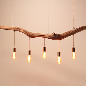 Hängelampe / 167cm langer Eichenast / Einzelstück / Holz / Ast / Pendelleuchte / Esstisch / Deckenlampe / Küchentischlampe / modern Bild 3