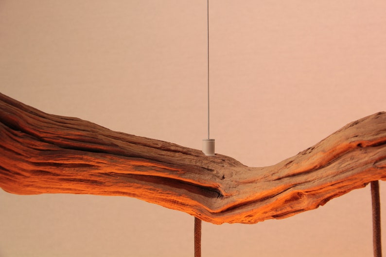 Lampe suspendue / branche de chêne de 147 cm de long / pièce unique / bois / branche / suspension / table à manger / plafonnier / lampe de table de cuisine / moderne image 5