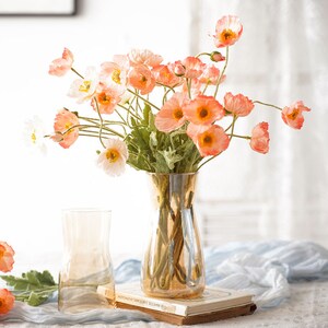 4 têtes de fleurs de pavot artificielles roses et blanches Accueil/Mariage/Événements Décoration image 5