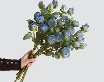 9 Köpfe Blaue Fuax Künstliche Rosen Blume | Home/Hochzeit/Event Dekoration