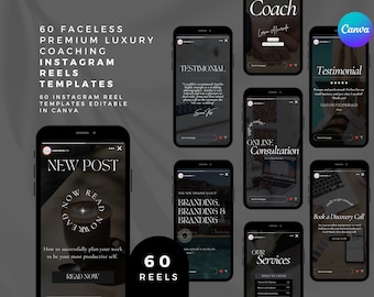 60 Faceless Instagram Reels Templates: Luxury Coaching (Canva)
