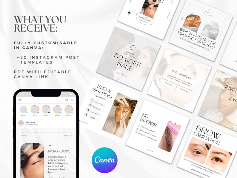 Brow Tech Instagram Templates: PMU & Brow Lamination (editable Canva ...