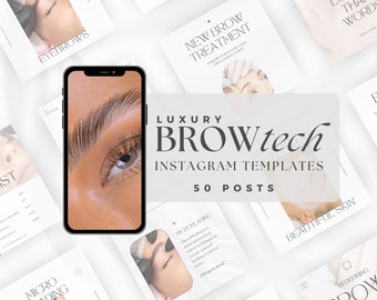 Brow Tech Instagram Templates: PMU & Brow Lamination (Editable Canva)