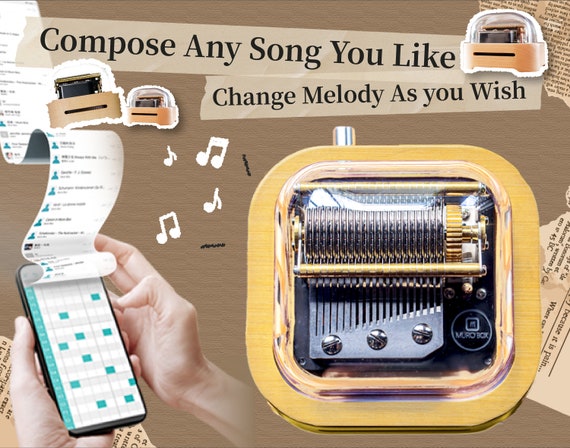 App-controlled Mechanical Music Box / Custom Melody Programmable /  Personalized Laser Engraving / Metal Mechanism / Muro Box N20 Lite 