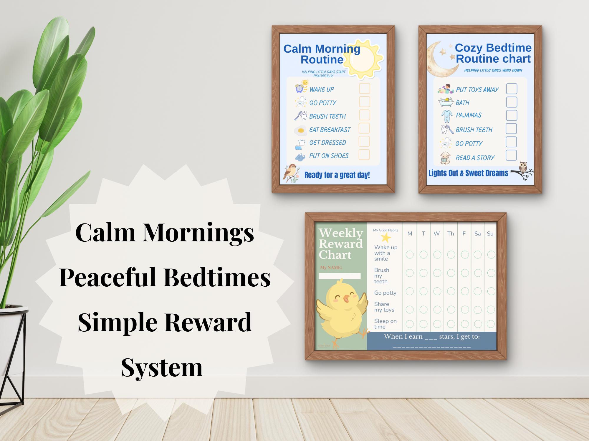Editable Kids Routine Chart Bundle, Morning & Bedtime Routine, Reward ...