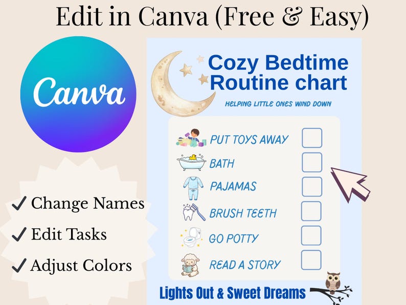 Editable Kids Routine Chart Bundle, Morning & Bedtime Routine, Reward ...