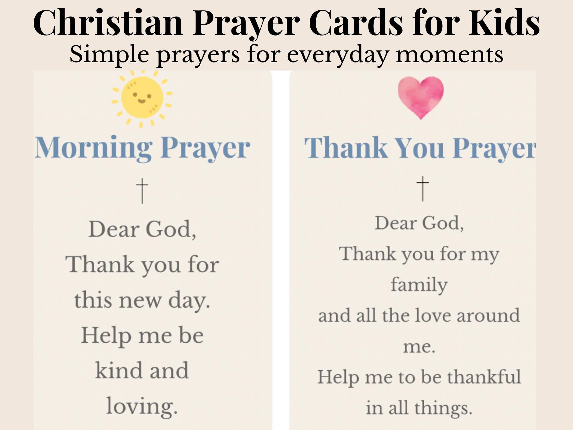 Christian Kids Prayer Cards Printable, Daily Prayer Cards for Children ...