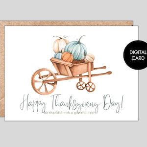 Carte imprimable de Thanksgiving, carte de joyeux Thanksgiving, carte de voeux d'automne, carte imprimable citrouille, carte d'automne heureux, carte de voeux d'automne