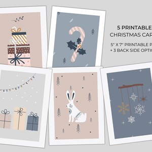 Tarjetas de Navidad Juego de 5 tarjetas de Navidad imprimibles, Tarjetas postales imprimibles de Navidad, Tarjetas de Navidad imprimibles, Feliz Navidad