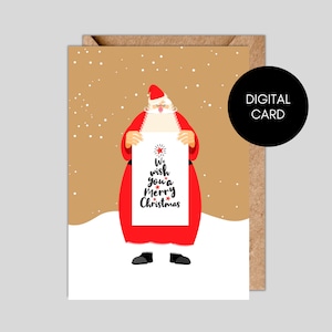 DOWNLOAD ISTANTANEO Biglietto di Buon Natale stampabile, Biglietto di Natale stampabile, Biglietto di auguri, Biglietti di buon Natale con Babbo Natale