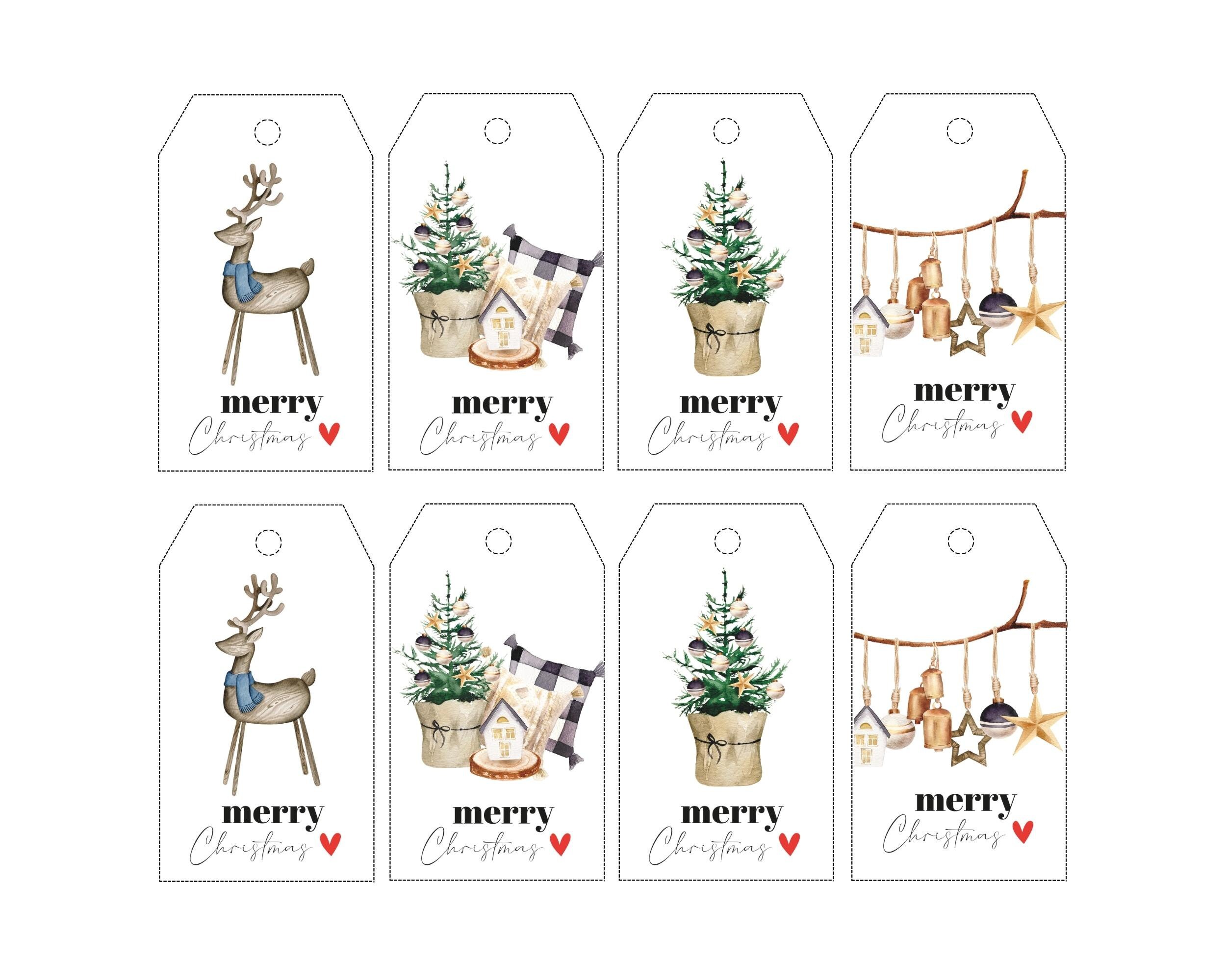 Printable Xmas Gift Tags Set, Printable Merry Christmas Gift Labels ...
