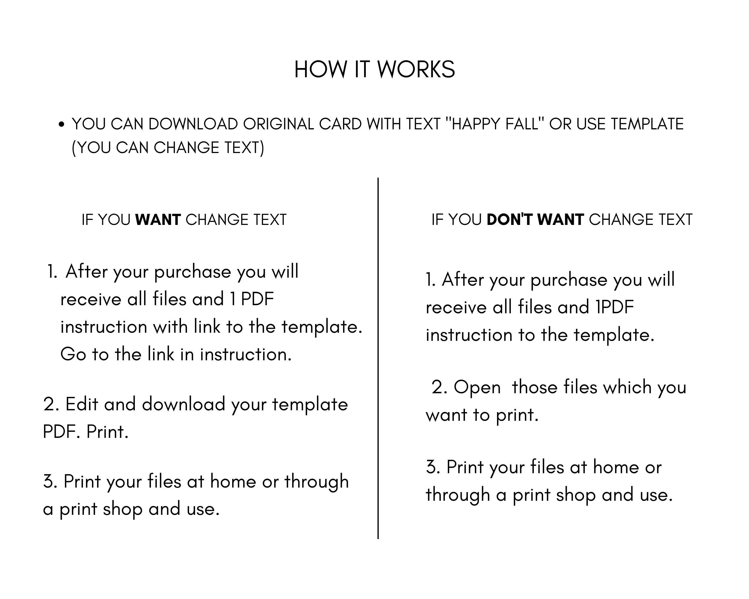 Printable Fall Card template, Printable Autumn Card, Fall Greeting Card