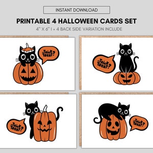 Cartes d’Halloween imprimables, jeu de cartes d’Halloween (4 cartes), carte Happy Halloween, carte imprimable, carte de vœux d’Halloween, carte Trick or Treat