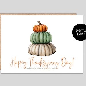 Carte imprimable de Thanksgiving, carte de joyeux Thanksgiving, carte de voeux d'automne, carte imprimable citrouille, carte d'automne heureux, carte de voeux d'automne