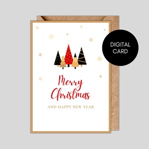 DOWNLOAD ISTANTANEO Cartolina di Buon Natale stampabile con alberi, Cartolina di Natale stampabile, Biglietto di auguri di buon Natale, Cartolina di Buon Natale