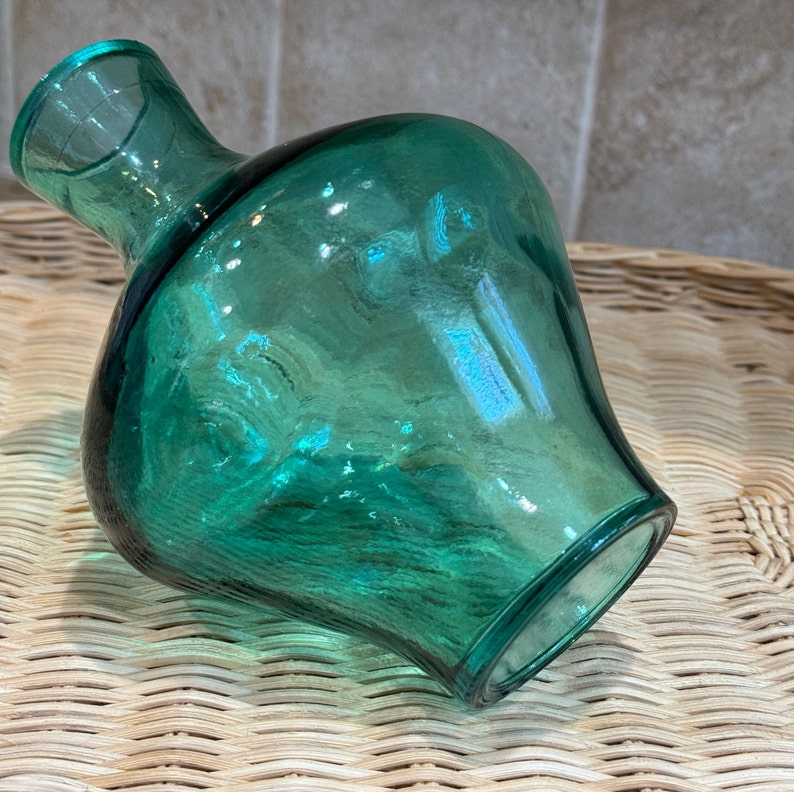 Vintage Blue Green Glass Jug Vase/ Mid Century Green Glass Bottle Etsy