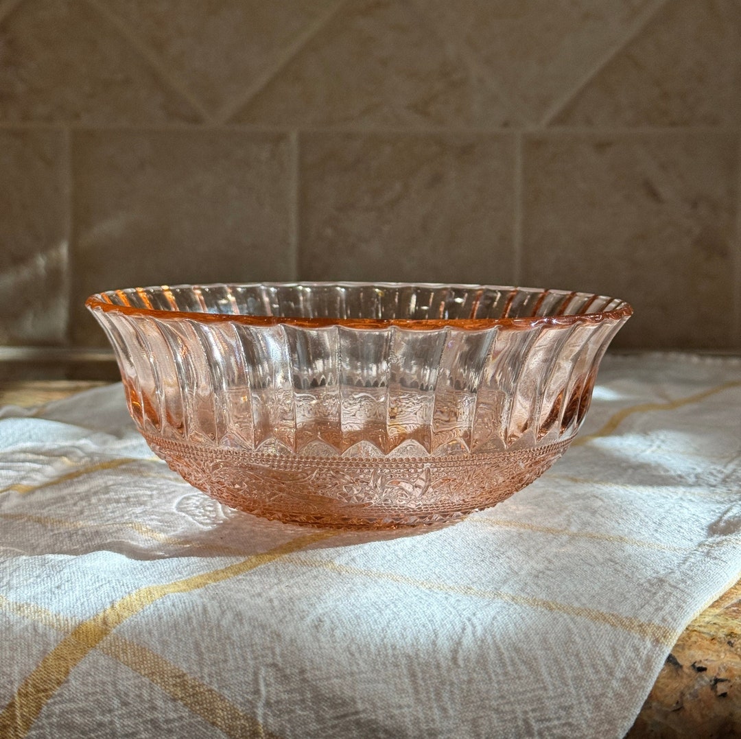 Vintage Pink Glass Serving Bowl/ Candy Dish/ Pink Depression Etsy