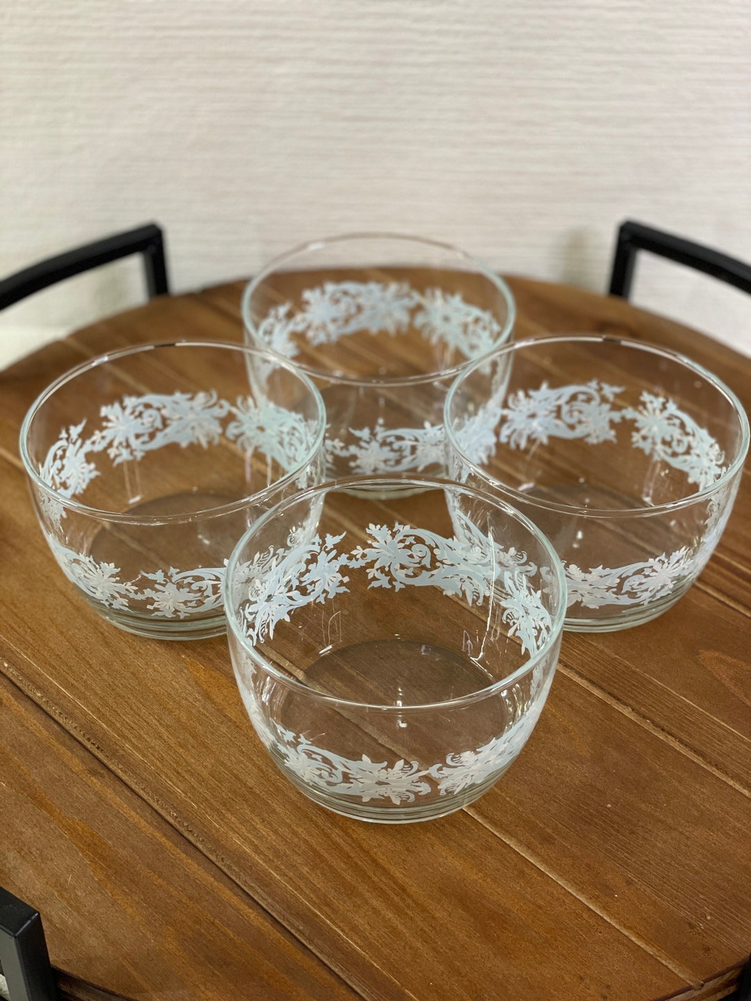 Set of 4 Libbey Clear Glass Snack Bowls/ Snowflake Design Etsy