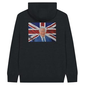 His Majesty King Charles 3rd with Union flag Premium Unisex Zip Hoodie