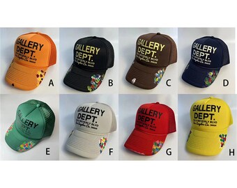 Gallery Dept Style Trucker Cap, handcarfed Adjustable Hat Mesh Truck Hat Sun Hats Hip-Hop Dad Cap, birthday gift for him