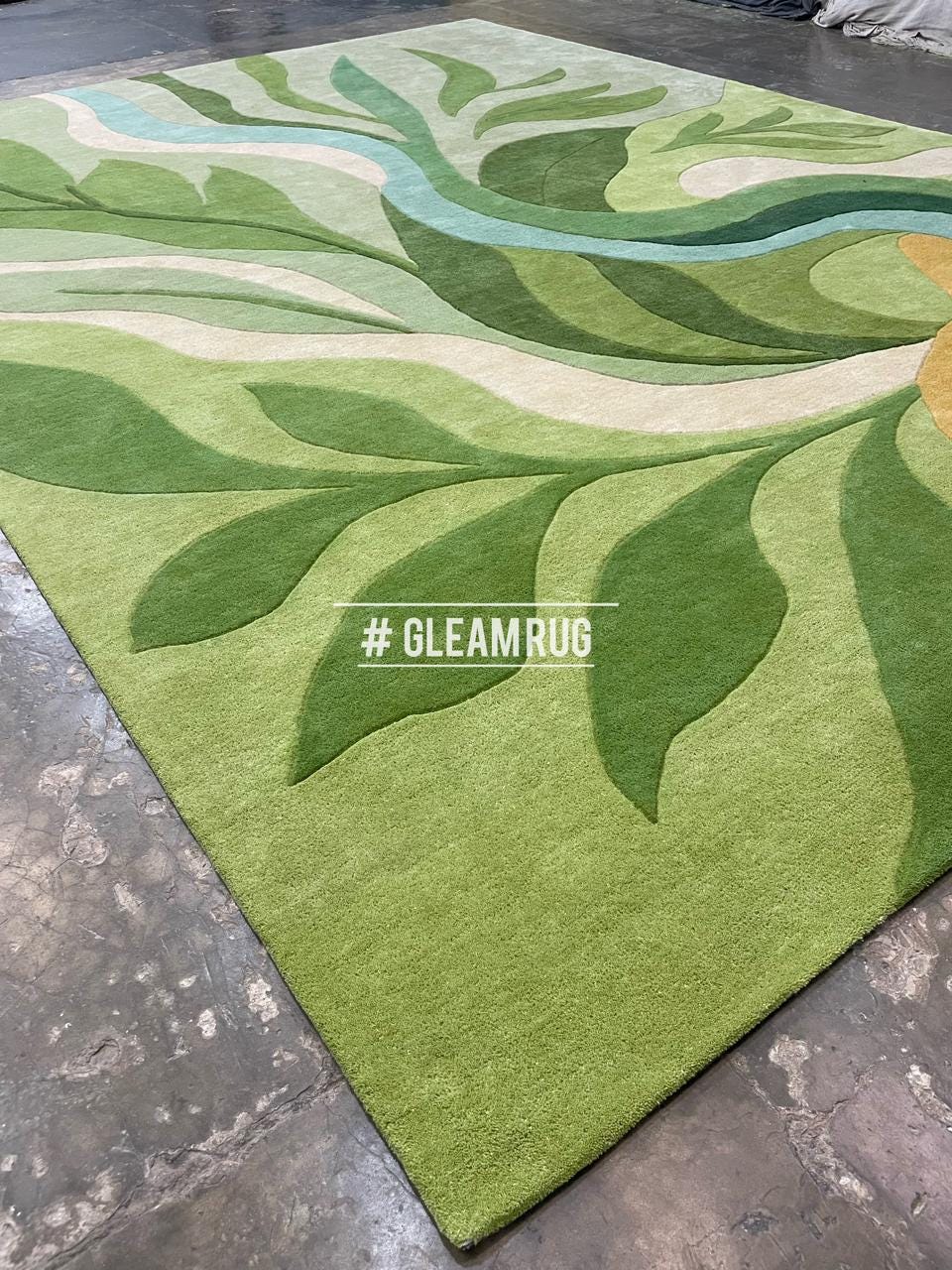 Hand-tufted Nature Rug: Forest Stream Design, Green & Blue 10x14 Area ...