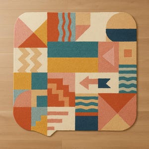 Modern Abstract Wool Area Rug 9x9 10x10 Hand Tufted Irregular Shape Carpet for Living Room Bedroom Aesthetic Home Decor Rug