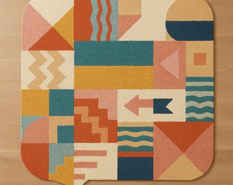 Hand-Tufted Abstract Wool Rug: Irregular Modern Area Carpet